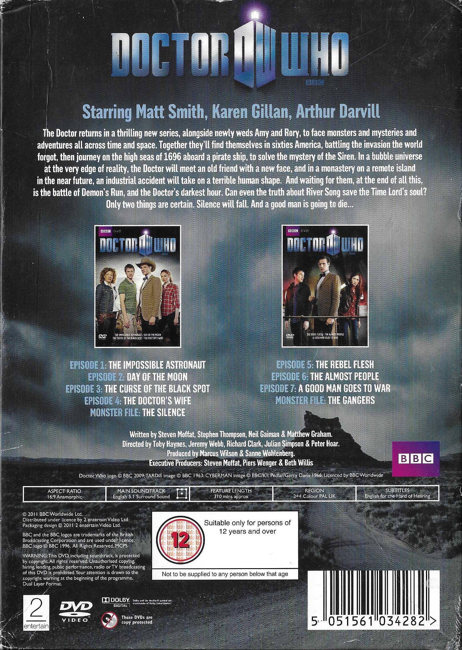 Picture of BBCDVD 3428 Doctor Who - Series 6, volume 1 by artist Steven Moffat / Stephen Thompson / Neil Gaiman / Matthew Graham from the BBC records and Tapes library